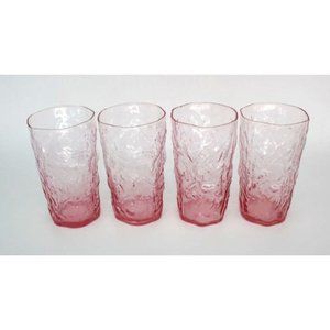 DRIFTWOOD Dark Pink by SENECA VIntage Set of 4 Flat Iced Tea 16 oz Glasses
